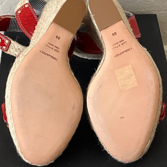 DSQUARED2 Lindoss Gloss Fiamma red buckle platform wedge sandals 39 - Picture 8 of 11